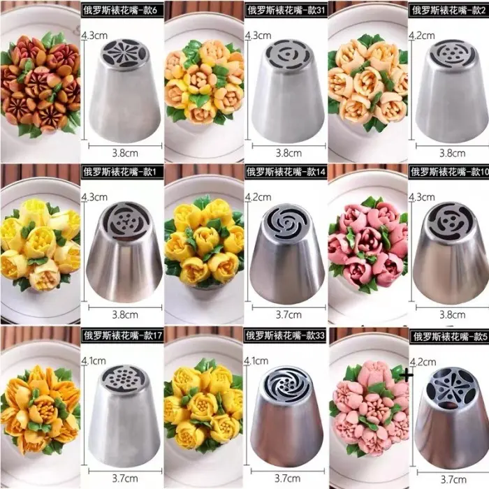 Spuit Russia Rusia Stainless Tanpa Sambungan Cake Decoration Bunga Cream Cake