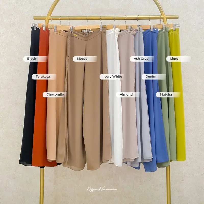 Jeha Kulot - Bawahan Wanita - Ceruty - Polos - Celana Rit - Kuliah - Jalan - Santai - Kasual - Elegan - Santai Muslim Panjang 5