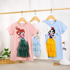 [KIDSFASHIONKOLEKSI] Dress Kasual anak perempuan Elsa Snow White Mermaid Model T-shirt
