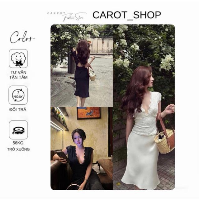 ( BᶖgSIZE - CÓ LẺ ÁO ) VN168 Set áo crotop ren phối lưng mắc cài sang chảnh + váy lụa đuôi cá by CarrotShop