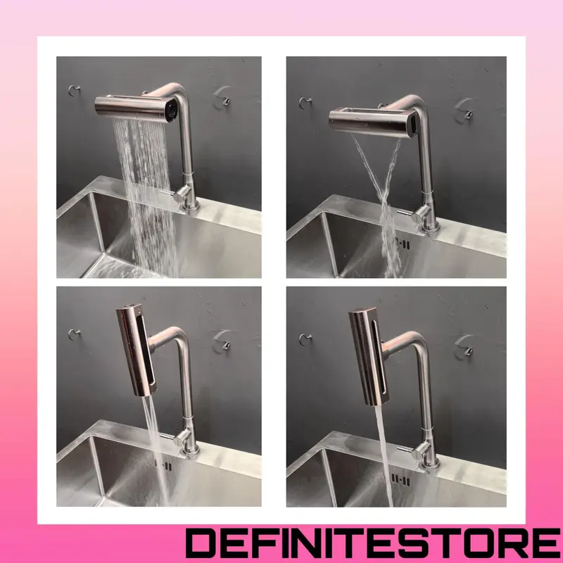 Kran Cuci Piring Kran Dapur Kran Sink 4 Way Air Terjun Kran Angsa Keran Cuci Piring Keran Dapur Stainless SUS 304 Anti Karat Drat Tembok Dan Tanam shower 5