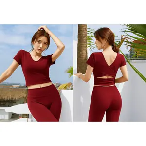 Atasan senam aerobik zumba yoga gym fitness model crop lubang/crop sexy