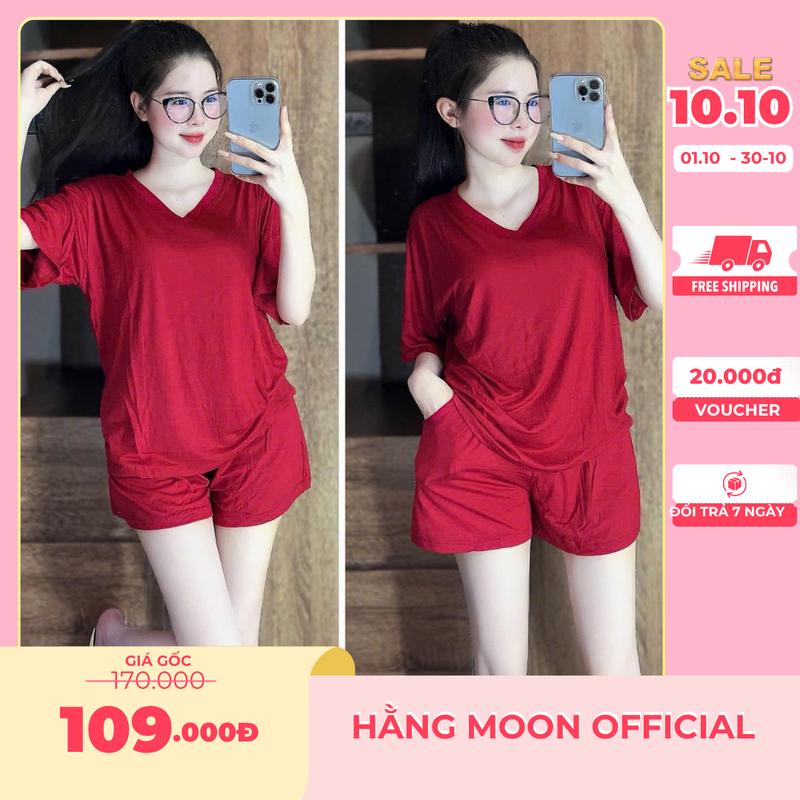 Đồ Bộ Mặc Nhà Nữ Bigsize Chất Thun Lạnh Dẻo, Áo Cổ Tim Đùi Form Rộng Mát Mẻ Mùa Hè Đủ Size Tới 90kg