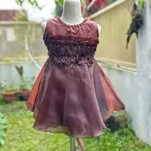 Gaun Camelia Mahogani + pita + bandana Fashion Anak Cantik