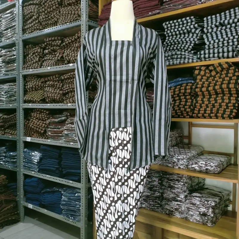 Set Baju kebaya lurik wanita adat jawa Kebaya kutubaru lurik jogja solo Atasan Dewasa Motif 4