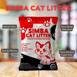 SIMBA Cat Litter 12L - Pasir Kucing Gumpal Wangi, Bebas Debu, Butiran Merata, Daya Serap Maksimal, Daya Gumpal Super Kuat, Wangi Tahan Lama