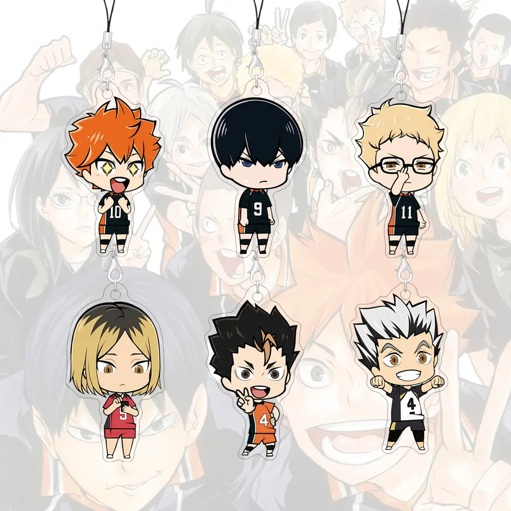 Acrylic Phone Straps Haikyu Cartoon Character Anime Cute Bags Decorative Schoolbag Small Pendant 55mm Lanyards Phone Accessories