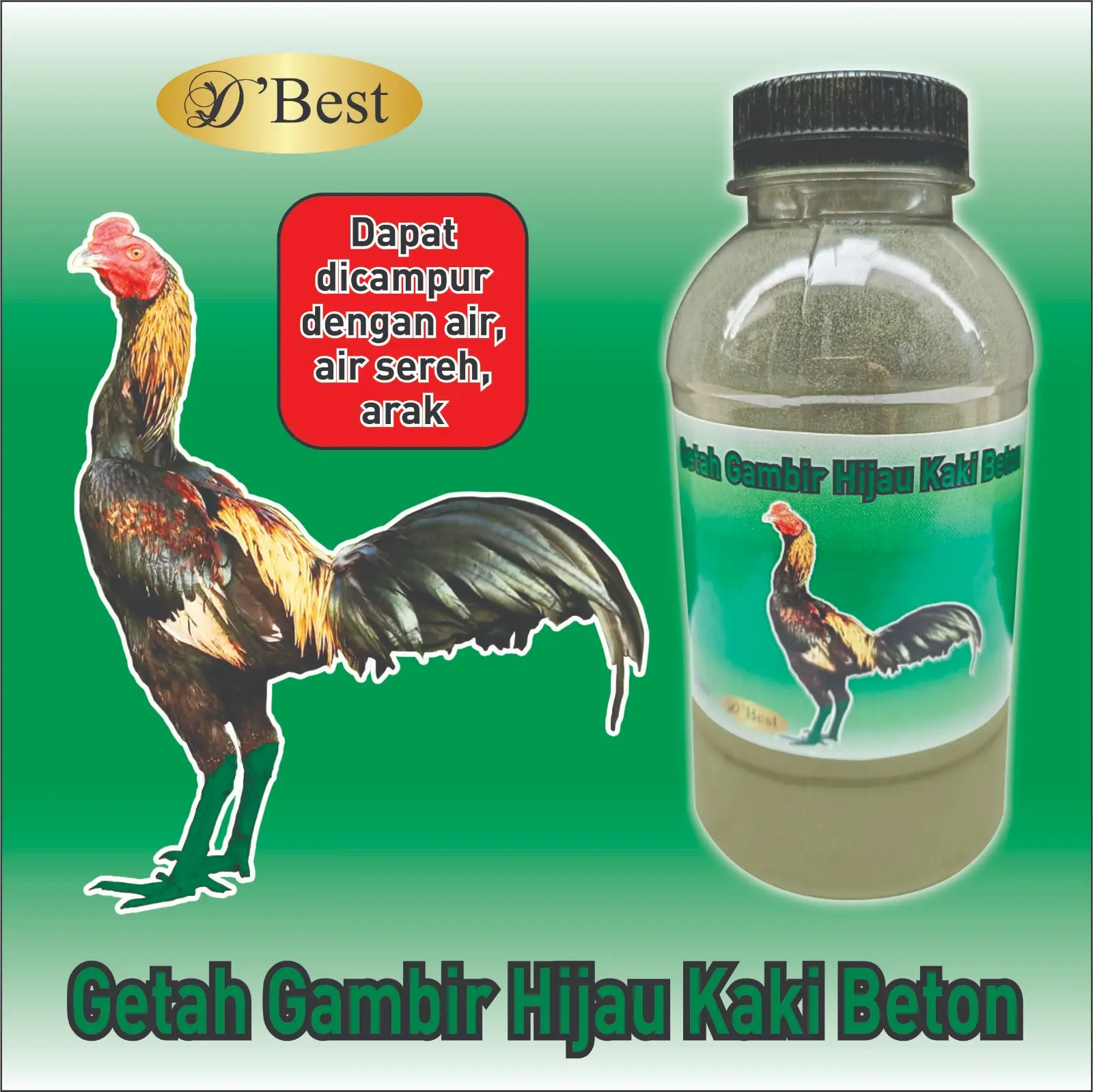 KEMIN GETAH GAMBIR HIJAU KAKI BETON BEST BUBUK KUAT KERAS SISIK AYAM