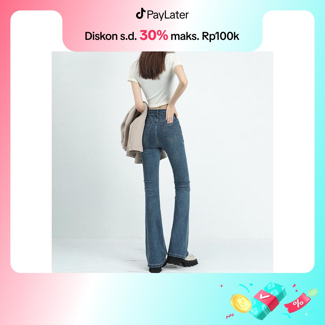 lulu-jeans Celana Jeans Cutbray Wanita /  Jeans Cutbray Wanita Biru Retro Highwaist Import 2026