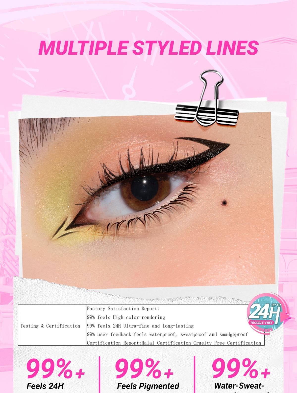 DAZZLE ME Lock & Wing! Duo Eyeliner Series Hyper Stay and Hyper Slim Smudgeproof Transferproof Waterproof Eyeliner Precise Tip DAZZLE ME Lock & Wing! Duo Eyeliner Series Hyper Stay and Hyper Slim Smudgeproof Transferproof Waterproof Eyeliner Precise Tip