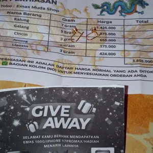 JUAL RUGI ANTING emas wanita dewasa anting Desy permata satu anti karat dan tidak luntur dapat surat dari toko