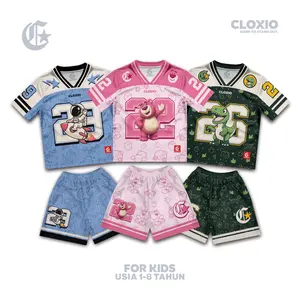 CLOXIO - Setelan Jersey Anak - Baju Jersey Stelan - Kaos Anak Cute Lucu Imut - OOTD Kids Fashion