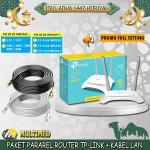 Paket Pararel Wifi / Internet Tp-Link Router + Kabel LAN 10-50 Meter
