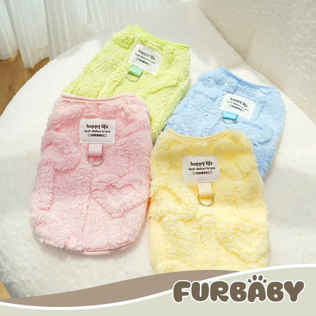 Baju Jaket Fleece Anjing Fluffy Clothes Baju Anjing Musing Dingin Musim Gugur Lucu Cute