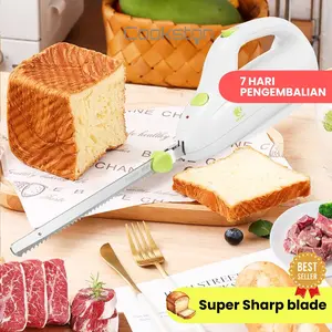 Cookston Pisau Roti Tawar Elektrik Bread Meet Blade Knife Electric - Super Sharp Blade 110W 220-240V ABS Stainless Steel Best Seller