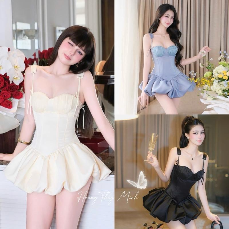  J4- SALE XÃ KHO CUỐI NĂM HOẢ TỐC 3 Màu GỌNG DẺO ĐỊNH HÌNH - Kèm Quần  Váy 2 Dây Cúp Voan Thiết kế Corset Bí Bồng Xinh xắn Tiểu Thư Sang Chảnh-HoangThuyMinh97 