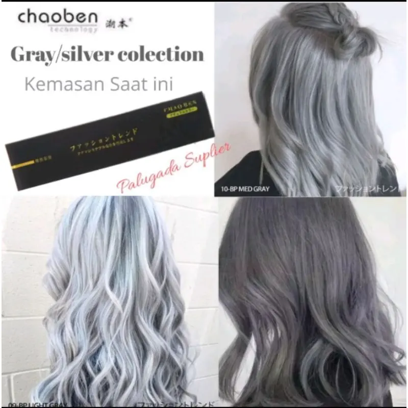 (BISA COD)CAT RAMBUT GREY (ABU-ABU)HIGHLIGHT OMBRE BY CHAOBEN/TNG OXIDANT BLEACHING