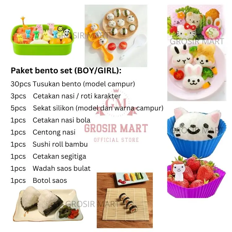 Isi 50 Paket Perlengkapan Bento Anak Set Komplit Bekal Anak Sekolah Cetakan Nasi Bento Bulat Karakter Murah Hemat Lengkap Peralatan Bento Tools Perintilan Bento Anak Hiasan Bento Tusukan Bento Karakter Lucu 7