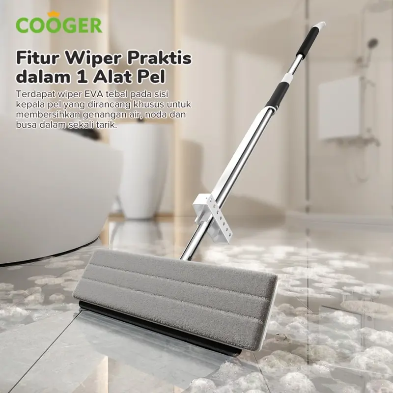 COOGER Electric Pel Lantai Jumbo Alat Pel Cuci Peras Otomatis Dengan Wiper Pel Kain Microfiber 2