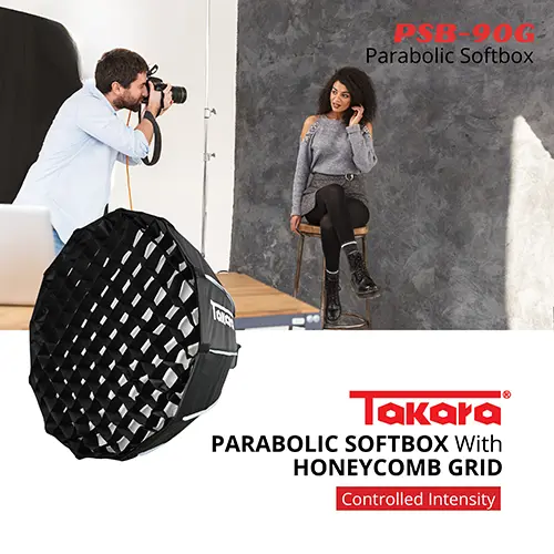 Takara PSB-90G Lightweight & Foldable Quick Release Parabolic Softbox 90cm with Honeycomb Grid