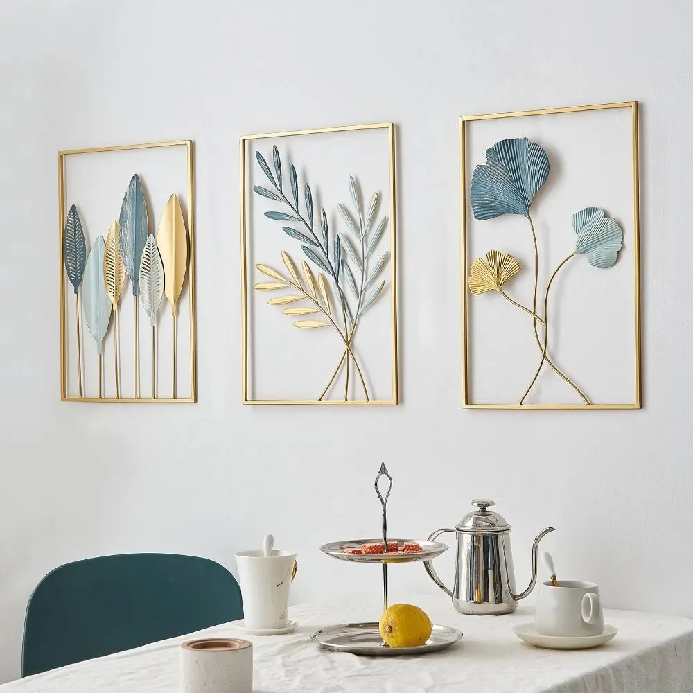 Metal Leaf  Nordic Style Sofa Background Living Room Easy to Use Wall Hanging Decor Cabinet Iron Arts Crafts Desktop Ornaments Ginkgo Leaf Ornaments Leaves Sculpture
