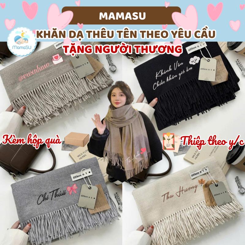   THÊU TÊN  Khăn Len Dạ Cao Cấp Thêu Tên Riêng Theo Yêu Cầu Khăn Choàng Cổ Cashmere Quà Tặng Giáng Sinh Valentine 