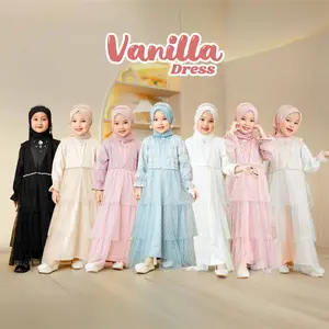 Vanilla Dress - Baju Pesta Kondangan Premium Usia 1-13 Tahun - Dress 2in1 Outer Bisa Dilepas - Gamis Anak Cewek TERMURAH Lebaran