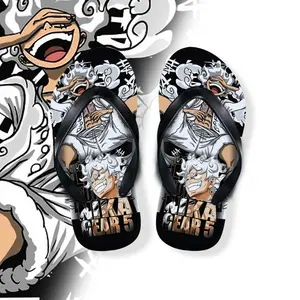 Sandal Jepit Laki-Laki OnePiece Luffy Gear 5 Sendal Pria Keren Bahan EVA Spons Alas Printing Jepit Hitam Size 31-42 Nyaman Digunakan