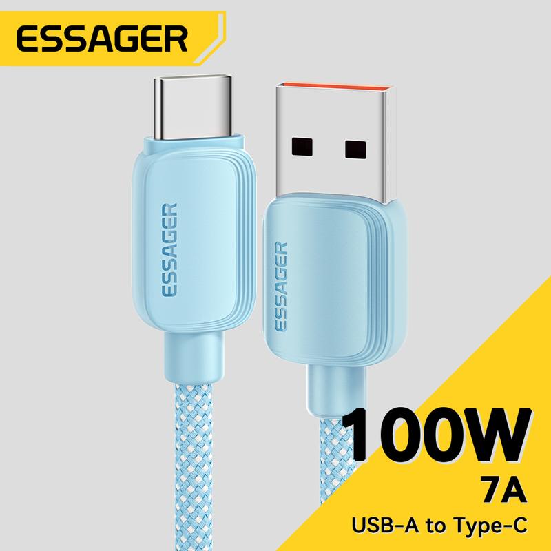  Cáp Type C Essager 7A USBA 100W USB2.0 Cáp Macaroon Cáp Sạc Nhanh Tương Thích Với Huawei Samsung OPPO VIVO Xiaomi Honor Oneplus Realme Dây Dữ Liệu Sạc Nhanh 