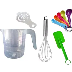 Paket Hemat Lengkap Alat Dapur: Gelas Takar 500ml + Sendok Takar 5 in 1 + Pemisah Kuning Telur + Kocokan Telur