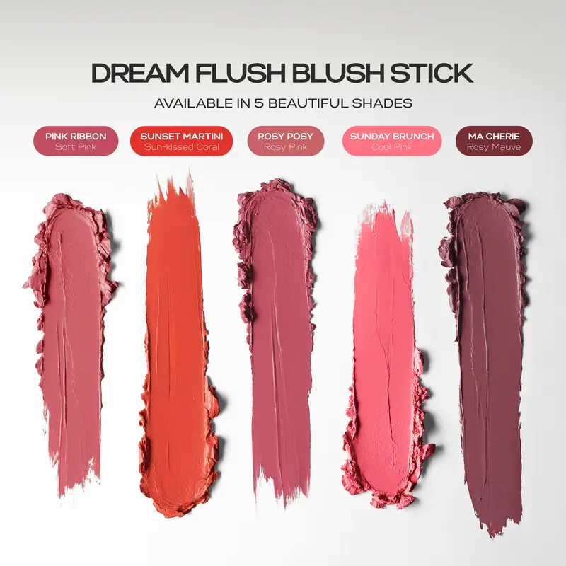 KIVA Dream Flush Blush Stick - Tripeptide Collagen Hydrating Blush On Tahan Lama Cream Semi Dewy Finish Praktis Perona Pipi 6