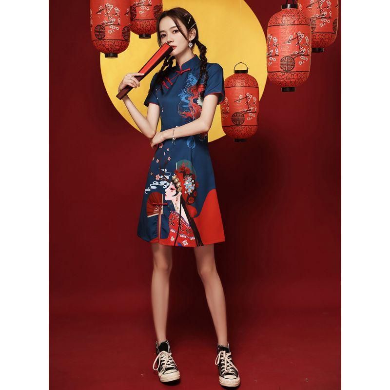 Product Introduction of Qipao 2024 New and Improved Chinese Style Youth Small and Short Explosive Street Dress Summer 5