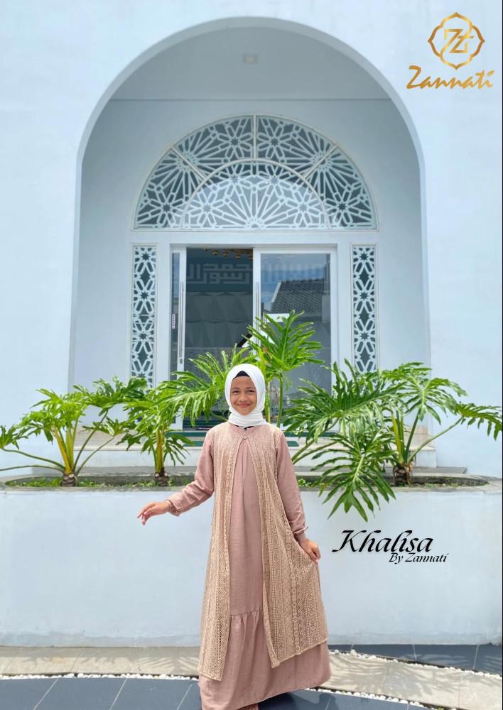 Product Introduction of ZANNATI Gamis Muslim Anak Outer Clarissa Linen mix Brukat Dress Anak Tanggung Kekinian Lebaran 6