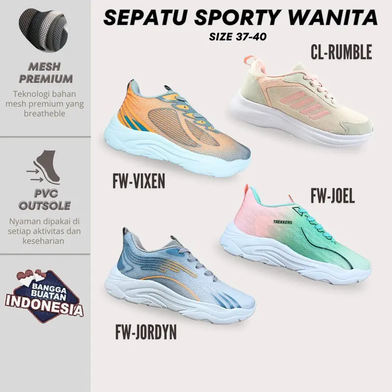 Sepatu Wanita Sneakers Running Sport 37 - 40 TREKKERS NEW ARRIVAL MIX 0