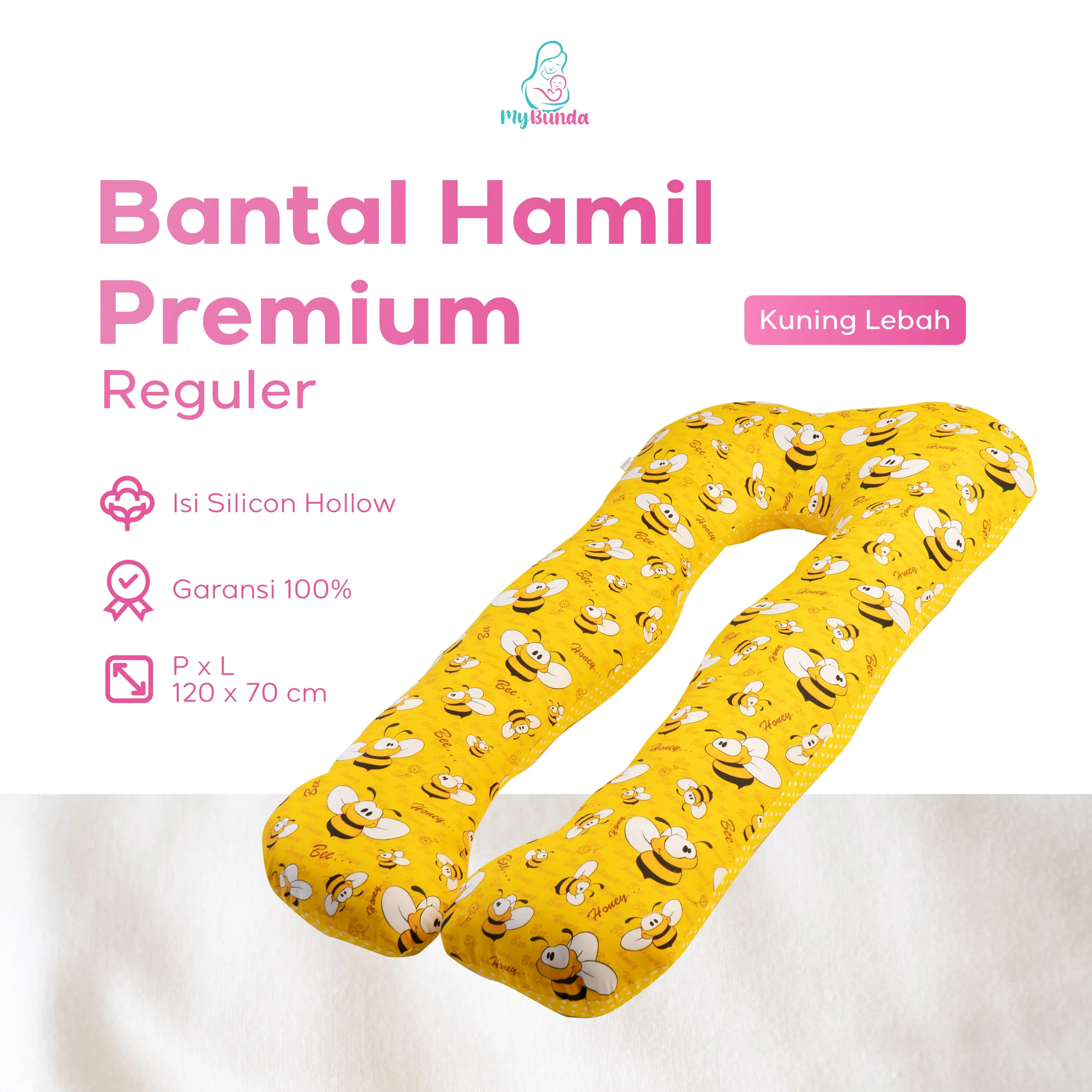 My Bunda Collection - Bantal Penyangga Perut Reguler Motif Kuning Lebah | Bantal Ibu Hamil Premium - Bantal Bumil Busui