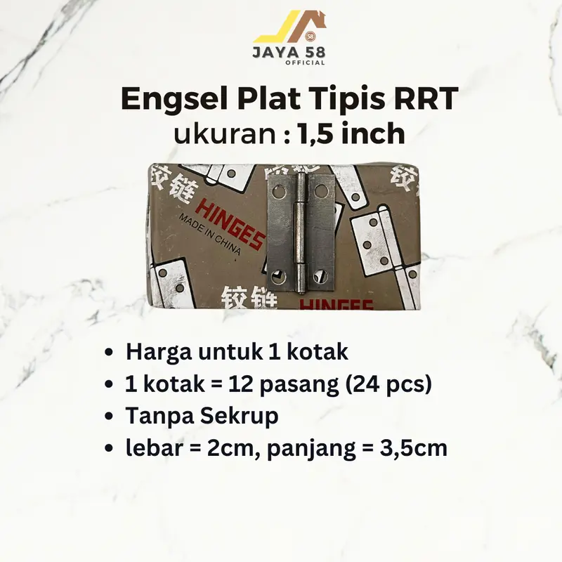 [1 kotak 24 pcs] Engsel Tipis Plat Besi Engsel Kupu RRT 1.5" 2" 2.5" 3" 4" Inch Engsel Lemari Kecil 3