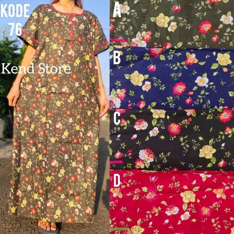 Daster Longpen Lengan Pendek Katun Jepang Motif Bunga Pretty Girl 3