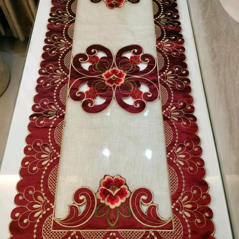 taplak meja tamu bordir impor,motif serat nanas UK 40x100cm Bunga Dekorasi 2