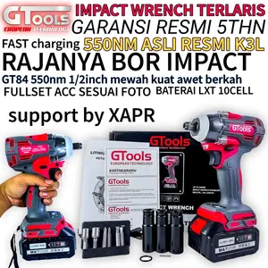 GTOOLS impact wrench GT84 550nm baterai 88v standart fullset accecoris lxt 10cell XAPR