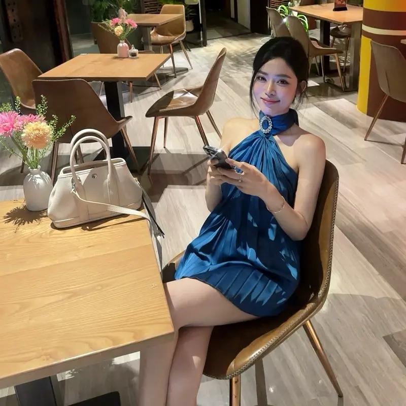 Váy tiểu thư  dáng ngắn mẫu mới hàng QC ảnh thật mẫu mặc