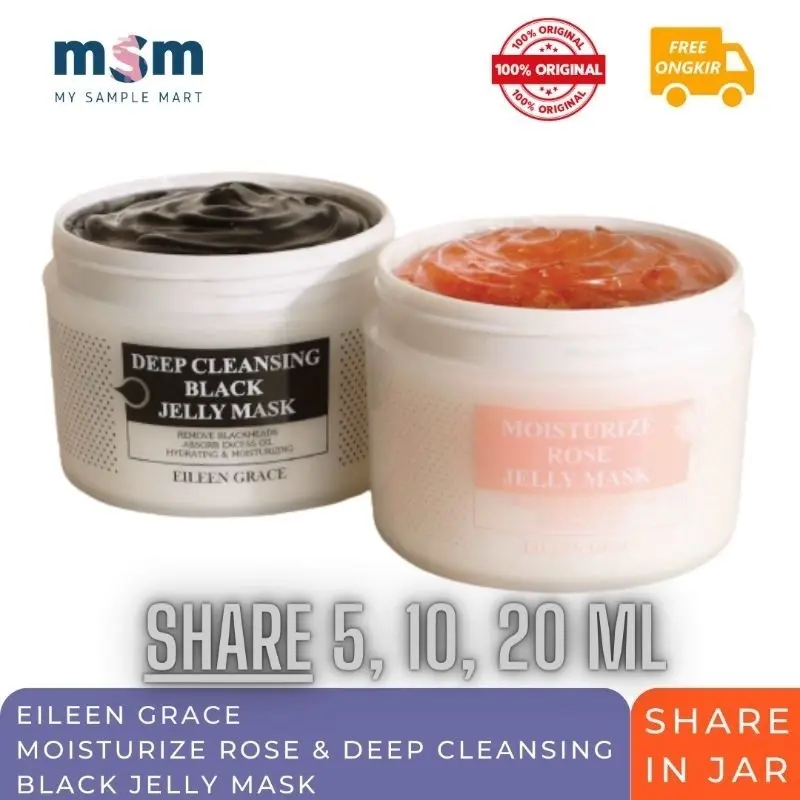 SHARE IN JAR EILEEN GRACE - Moisturize Rose Jelly Mask DEEP CLEANSING JELLY MASK  Mencerahkan Memudarkan Berjerawat 0
