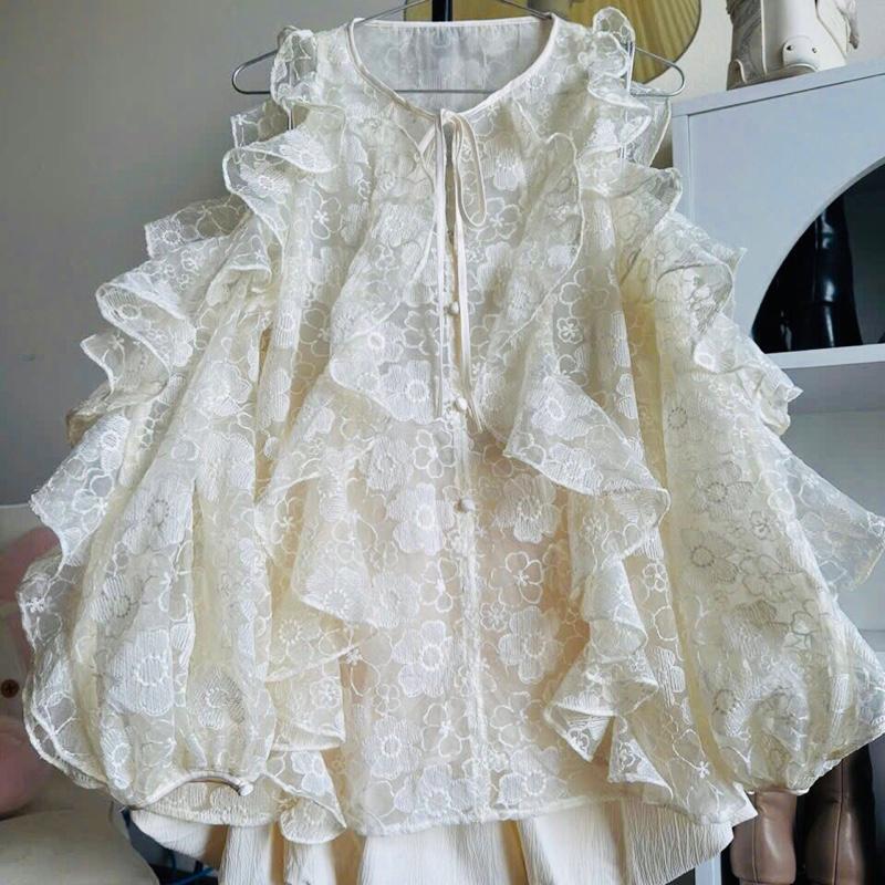 [MỞ BÁN] set áo ren cổ yếm bánh bèo điệu đà kèm chân váy bí xinh xắn 1395