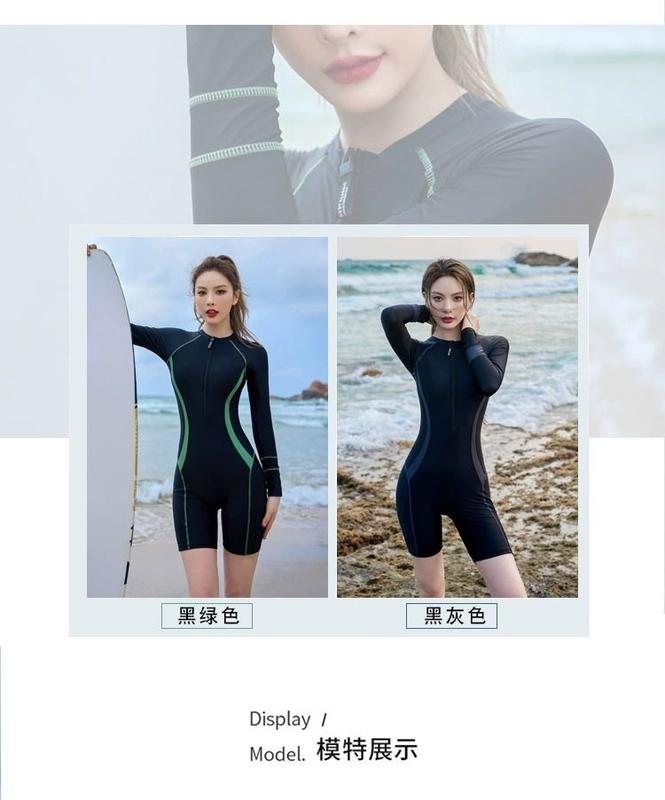 Product Introduction of Swimsuit for Women 2024 New One-Piece Long Sleeves Conservative Racing Super Sexy Surfing Hot Spring Slimming Slim Fit Swimming Suit 5
