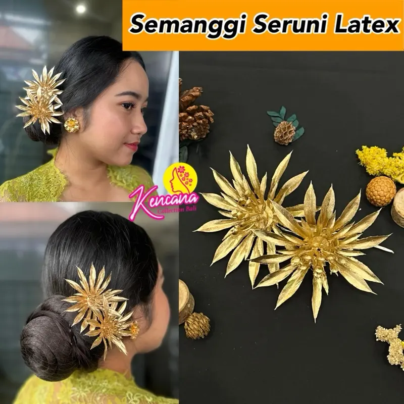 Tusuk Bunga Latex/hiasan Bunga Gold-Aksesoris kundangan Wanita 7