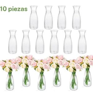 Conjunto de jarrones de plástico a rayas, 10 contenedores transparentes para ramos, ideal para mesas de café y bodas, accesorios de decoración del hogar