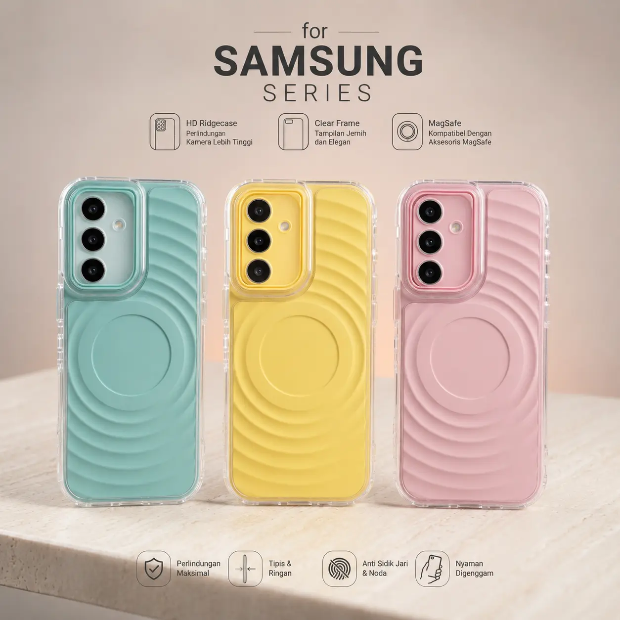 Casing for Samsung A06 A07 A16 A17 A26 A36 A56 A57 A55 A35 A54 A34 S24 FE S25 S25 Plus S25 Ultra Shockproof Magnetic MagSafe Clear Case Shockproof Anti Sidik Jari Kamera Tinggi Soft TPU