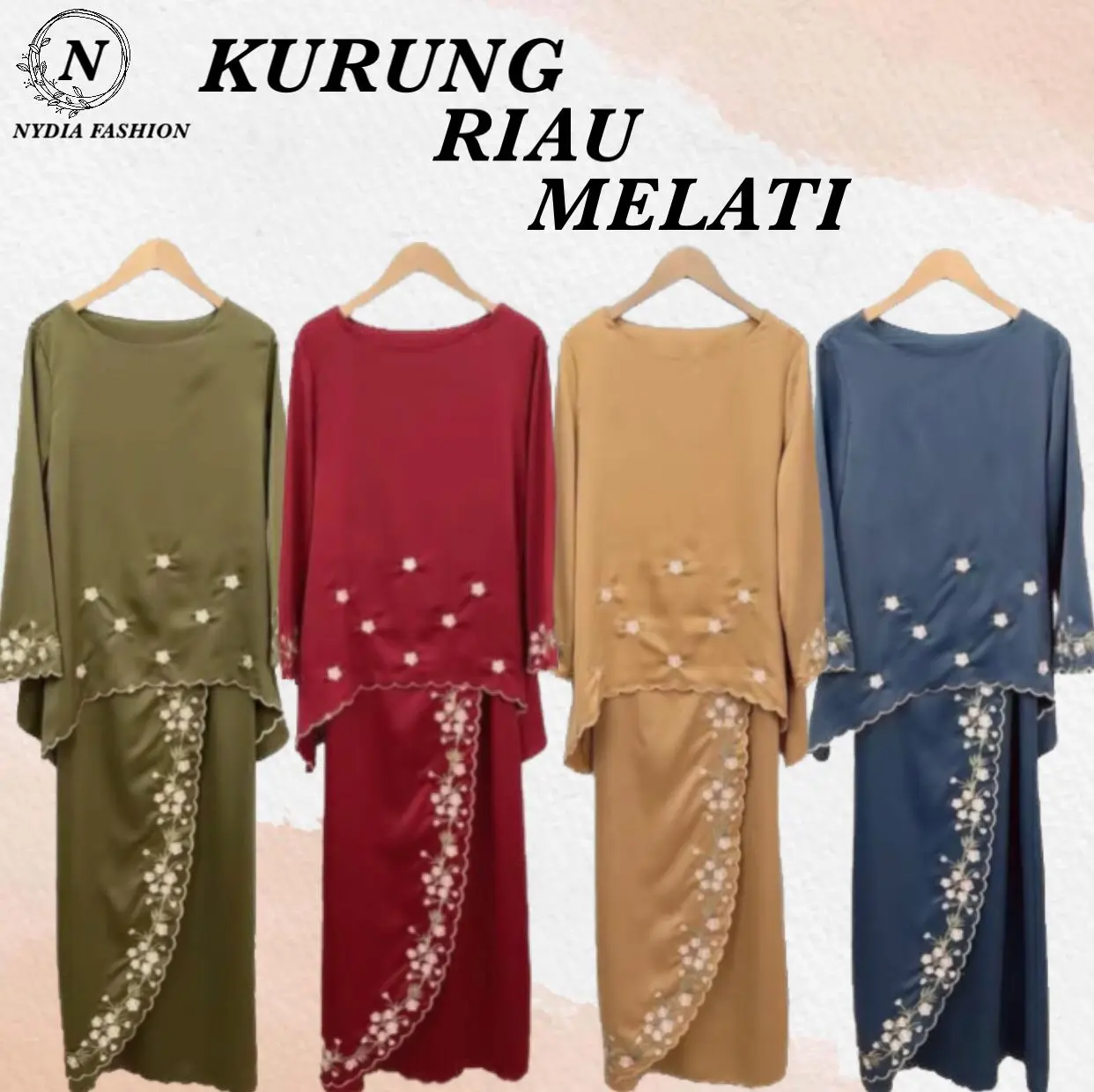 【NYDIA FASHION】KURUNG RIAU MELATI SULAM SATIN SILK CLOTHING SETS WANITA