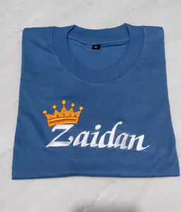 Baju Kaos Anak Bordir Nama dan Mahkota Anak Laki-Laki Perempuan Kaos Oblong Bahan Katun Combad 30S Atasan - Fashion
