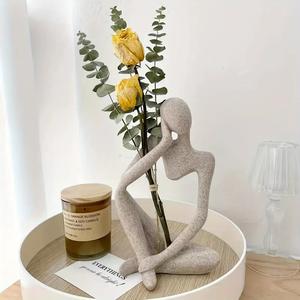 Escultura de resina abstracta Estatua del pensador, Decoración moderna para oficina en casa, Pequeña figura de arenisca para exhibir en estante o escritorio, Estética de sala de estar