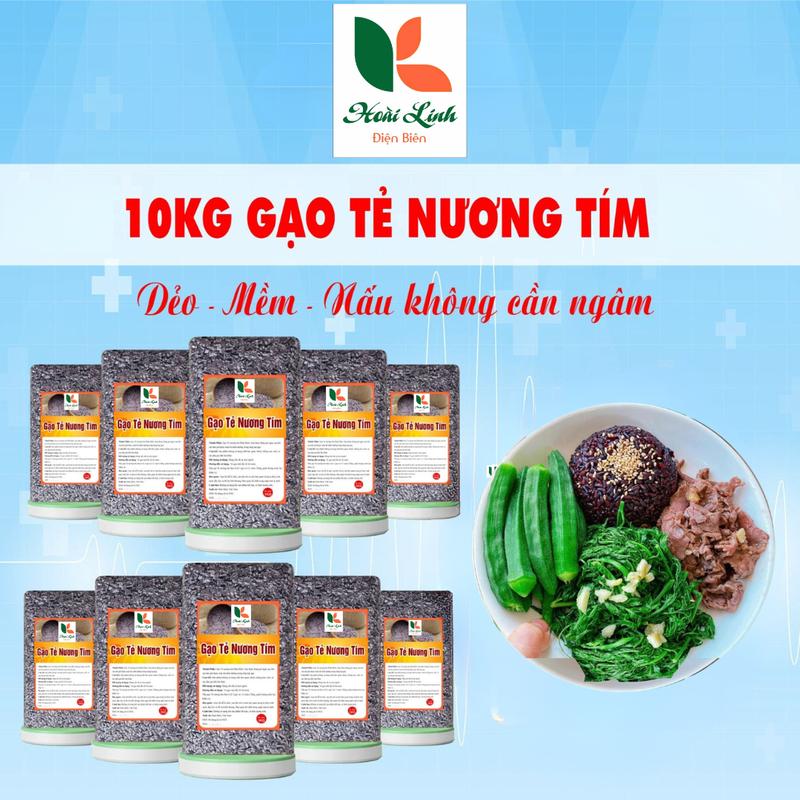  Combo 10kg gạo tẻ tím  đóng mỗi túi 1 kg hút chân không  - Hoài Linh Điện Biên Food 
